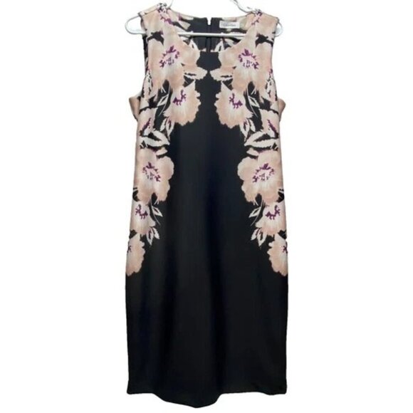 Calvin Klein Dresses & Skirts - Calvin Klein Dress Women's Sleeveless Sheath Style Size 12 Pink Black Floral GUC